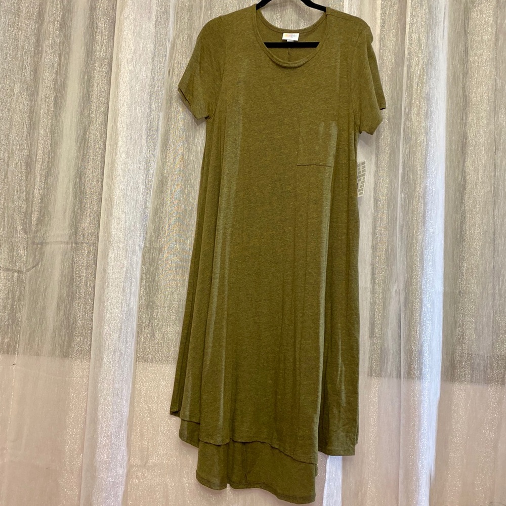 NEW Lularoe Carly Solid Army Green L - Picture 2 of 5